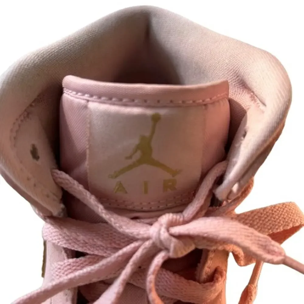 GUC Jordan 1 Mid Coral Gold (GS) Youth Sneaker Shoes Size 7Y/Women’s 8.5